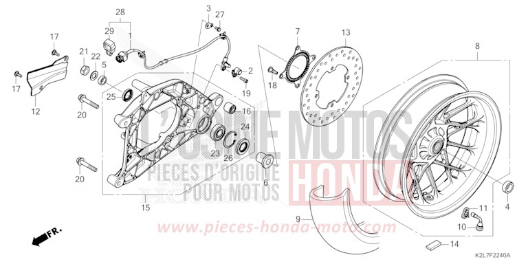 HINTERRAD/SCHWINGE von ADV 350 SPANGLE SILVER METALLIC (NHA49) von 2022
